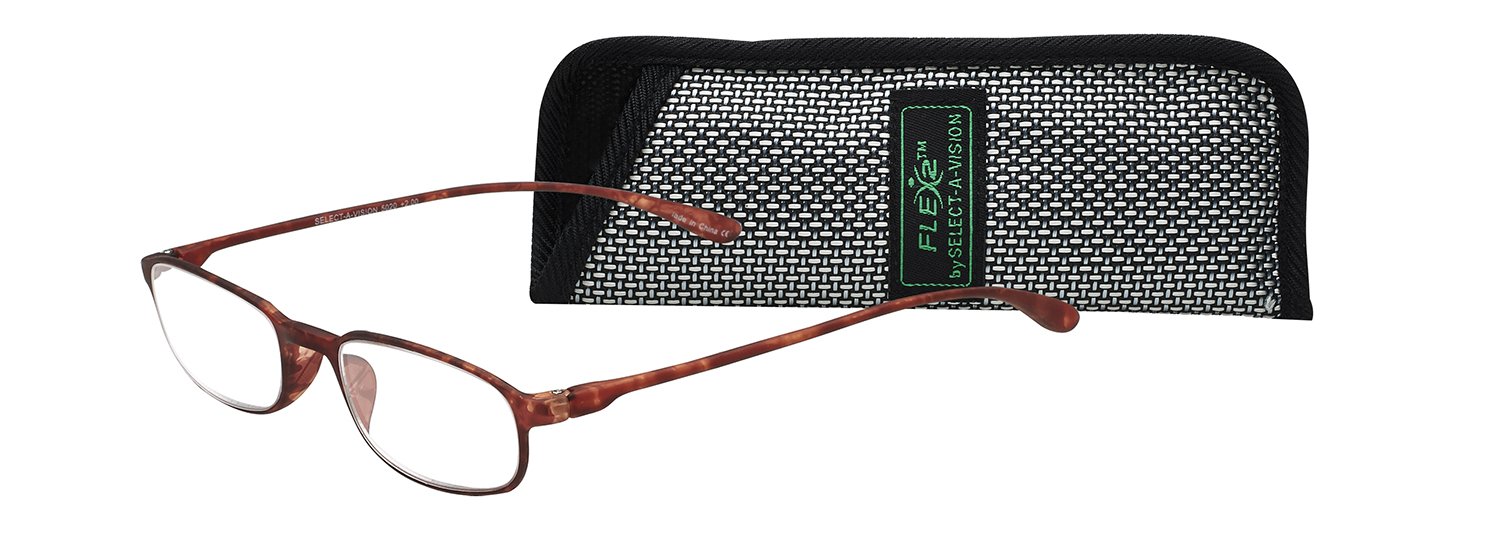 Flex 2 SAV E5020 Slim Oval Super Flexible Reading Glasses - Durable, Lightweight Readers