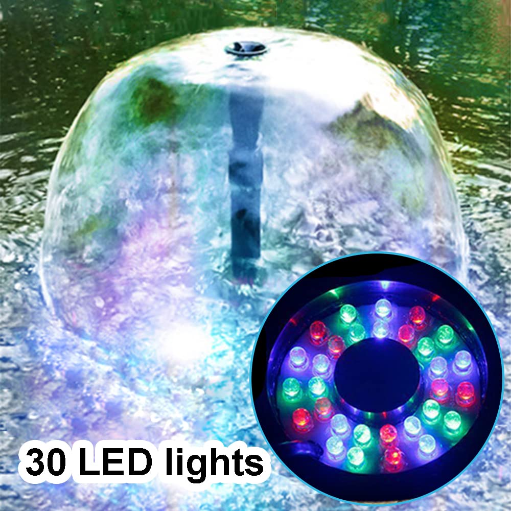 Fontana Da Giardino Esterno Cascata, Pompa Per Laghetto Da Giardino 2000l/h 25W, Mini Pompa Acqua Immersione Elettrica, Sommersa Pompa Acquario Regolabile Led, Abbeveratoio Per Uccelli (con luce)