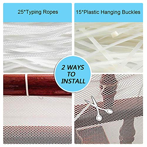Child Proofing Banister Guard Net, Durable Baby Proofing Stairs Rail Safety Net, 10ft Lx2.5ft H Outdoor Balcony and Indoor Stair Railing Safety Mesh (White)