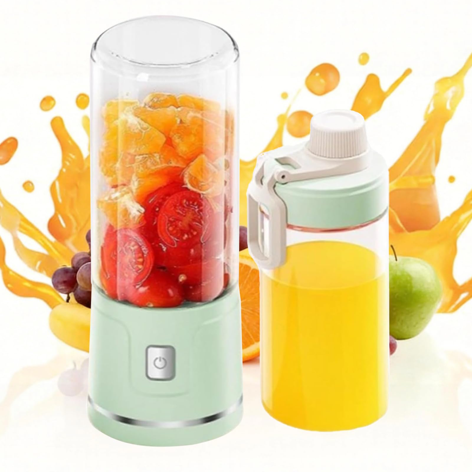 Batidora portátil USB con vaso de cristal de 450 ml: mini batidora perfecta para zumos frescos, batidos, batidos y alimentos para bebés sobre la marcha