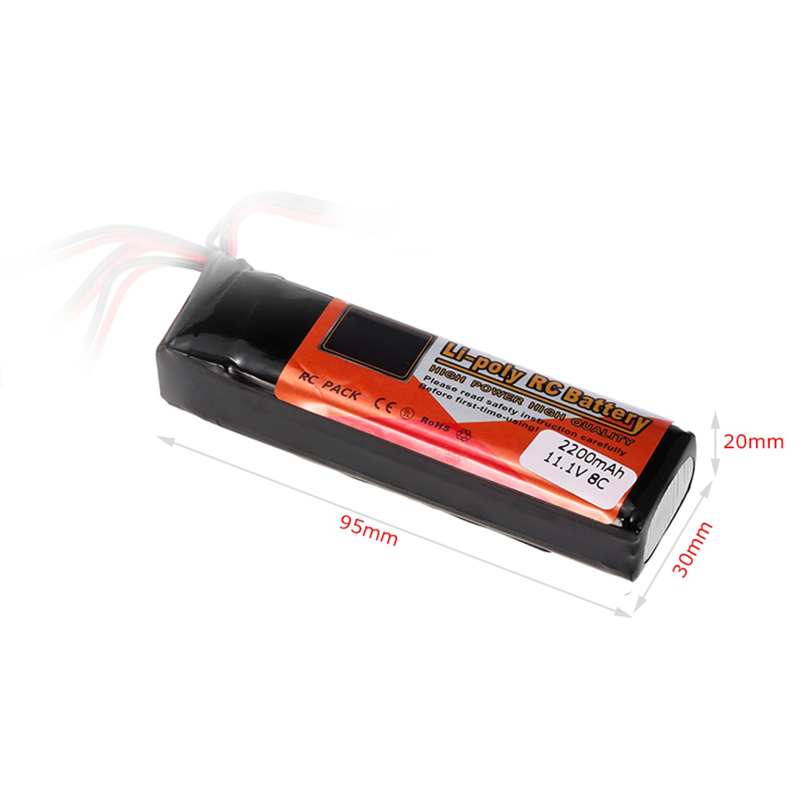 Generic Batterie RC LiPo 11,1 V 2200 MAh avec Prise Futaba JR JST, Compacte 100 X 24,7 X 21,3 Mm, pour Télécommande Futaba JR Devo7 10 WFLY