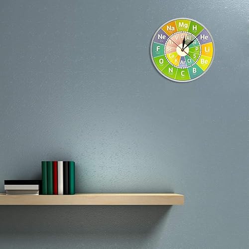 Miniatura 7 de The Geeky Days Reloj de tiempo Chem Tabla periódica Elementos de ciencia Reloj de pared de cuarzo silencioso Símbolos químicos Arte de pared