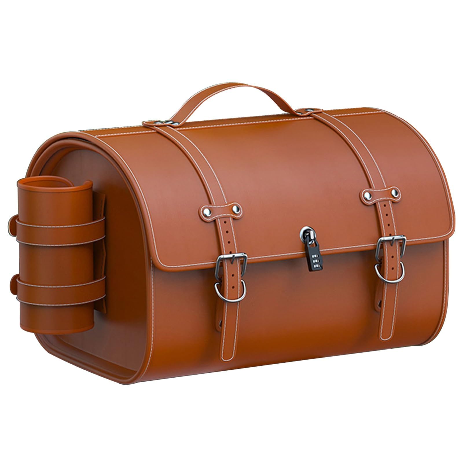 HBANMK Sacoche Moto pour Yamaha MT 09 Mt09 SP 2021, Sac de Selle pour Moto Vintage en Cuir, Top Case Moto Étanche, Coffre de Moto Rangement Bagage Voyage Grande Capacité,A Brown
