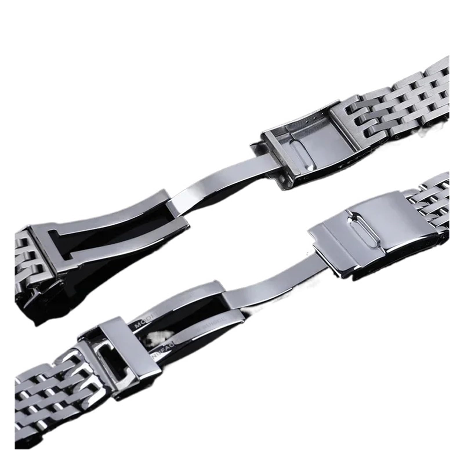 Bracelet de Montre en Acier Inoxydable 22/24 mm, 7 Perles, Compatible avec Les Bracelets Breitling, Compatible avec Les Bracelets Navitimer/Avenger, Boucle déployante et extrémité Plate(22mm)