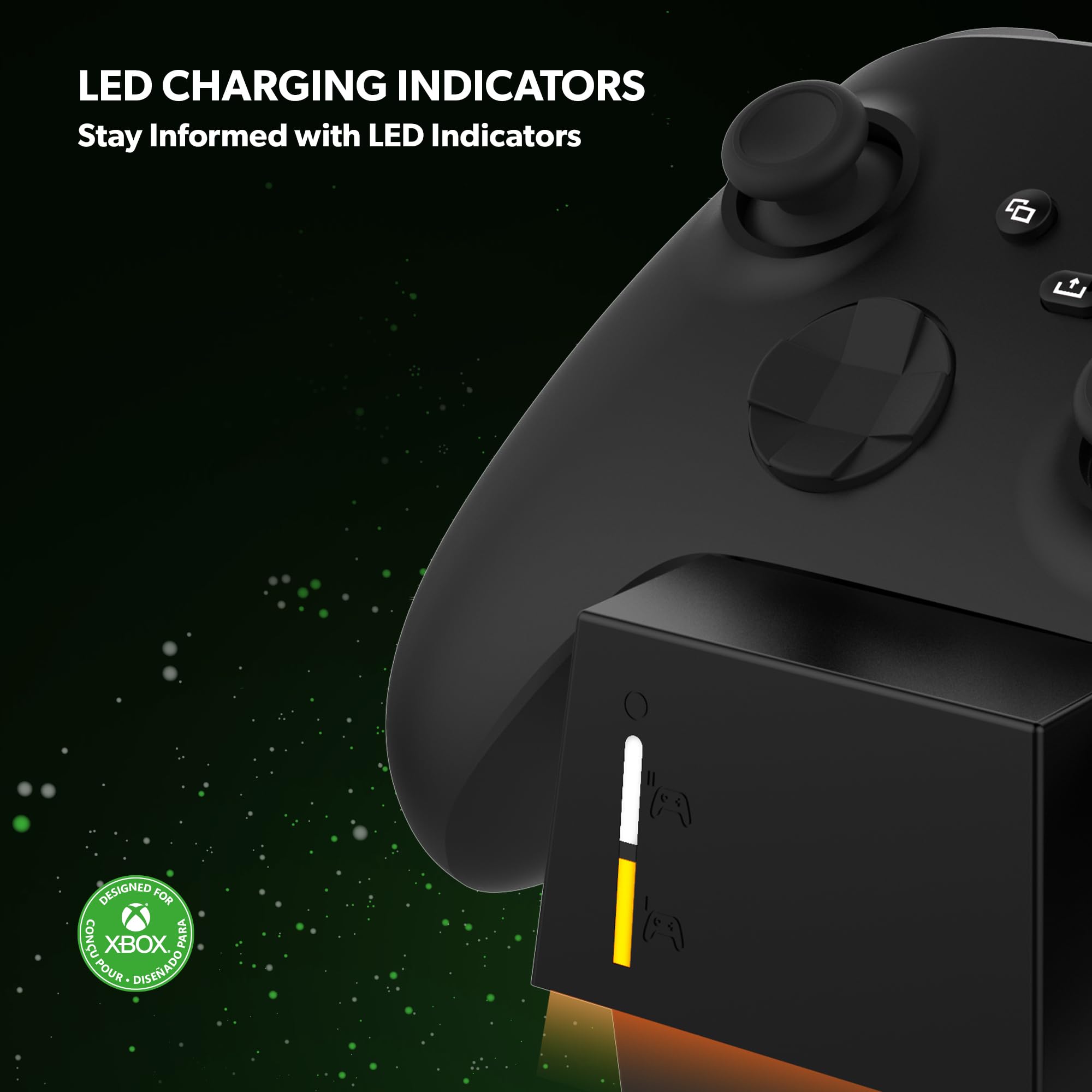 snakebyte TWIN: CHARGE SX – Nero – Stazione di ricarica rapida per controller Xbox Series S/X | con 2 batterie da 800 mAh | indicatore di stato della carica LED | design Xbox | porta USB | stazione di