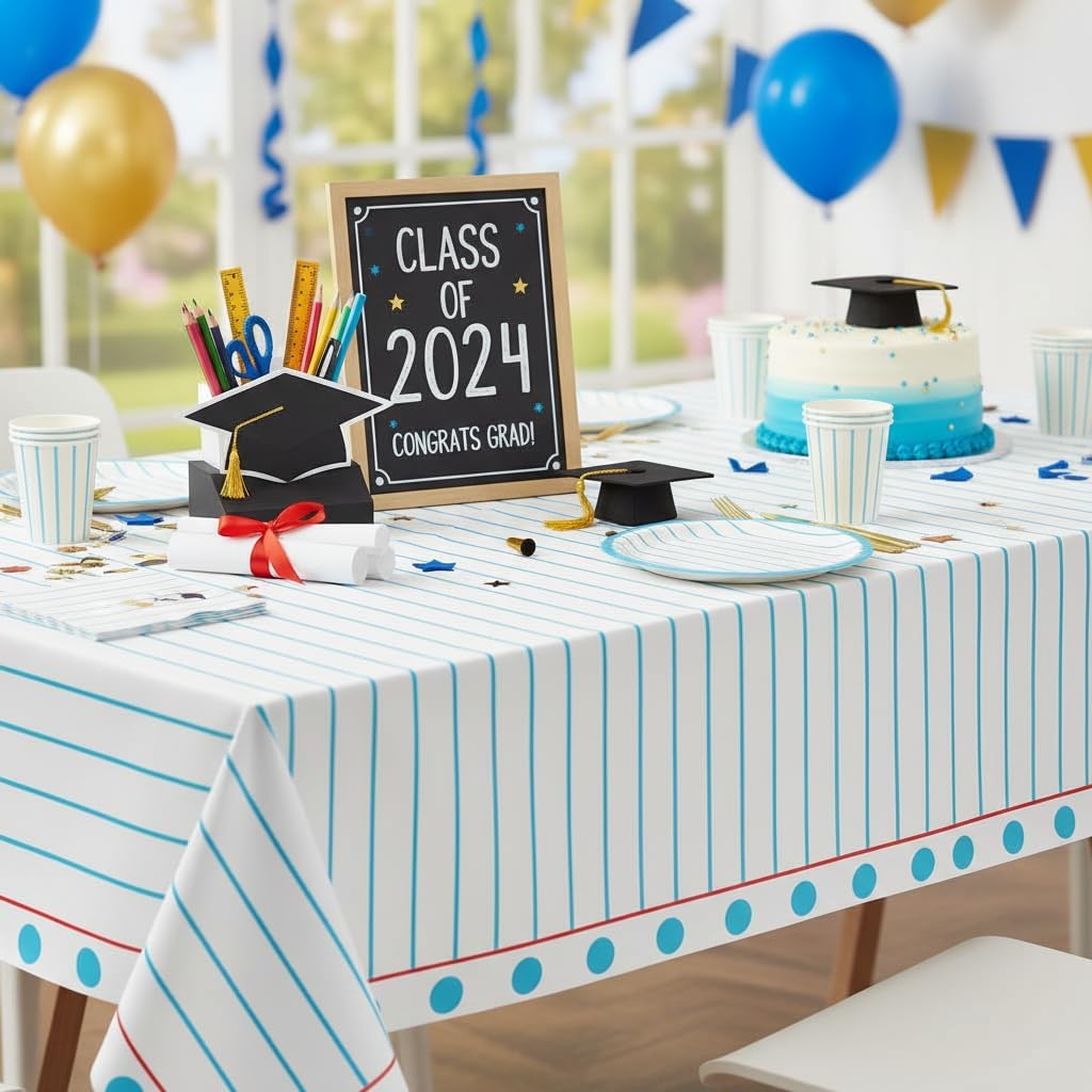 4PCS Back to School Theme Tablecloth Preschool Kindergarten Party Tablecover First Day to School 51x86 Inch Rectangle Notebook Tablecloth Cover for Back to School Educational Decorations