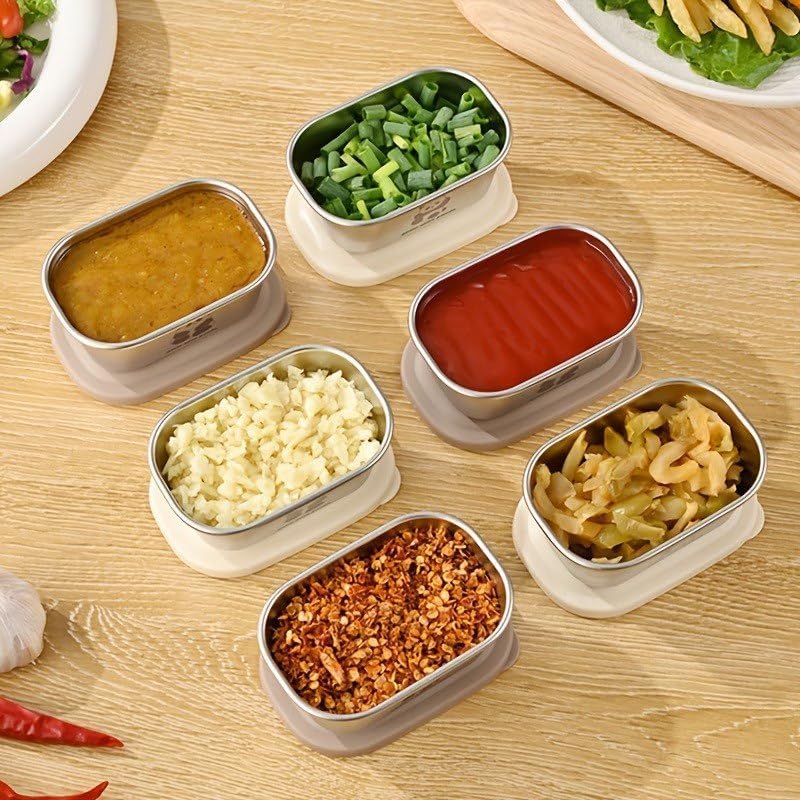 Image of Salad Dressing Container | 100ml Small Reusable Stainless Steel Sauce Cups with Lids | Portable Lunch Bento Box, Picnic & Travel Sauce Containers (Multicolor) (2)