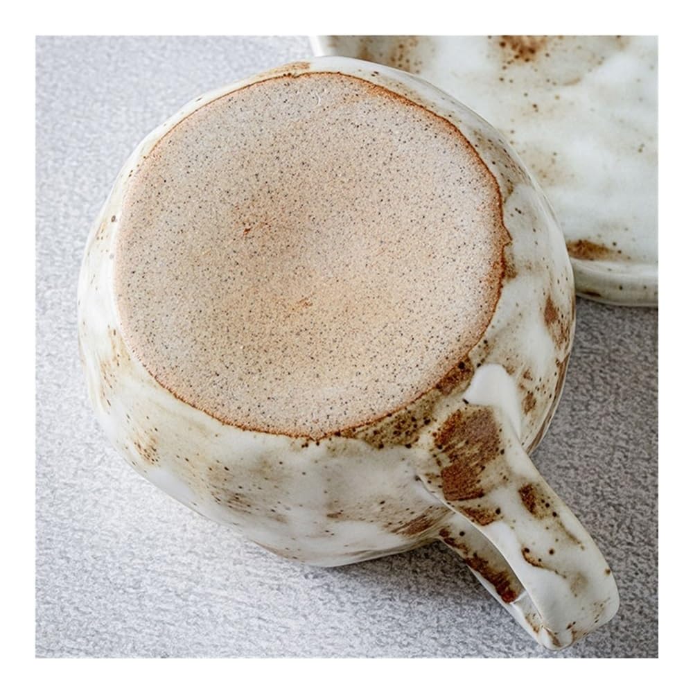 Kubki Ręcznie robiony, surowy ceramiczny kubek do kawy, filiżanka latte, spodek, łyżeczka, zestaw do Latte, Gorącej Herbaty, Mleka