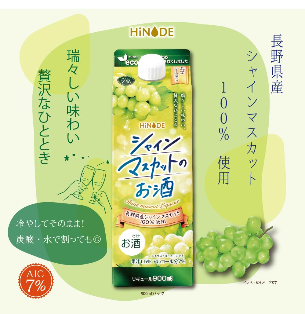 Amazon.co.jp: HiNODE シャインマスカットのお酒[900ml×3本] : 食品
