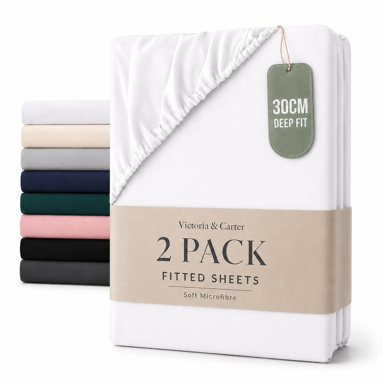 2 Pack Small Double Fitted Sheet (30cm) - 4ft Ultra Soft Microfibre Bed Sheets, Breathable, Shrink and Fade Resistant, Easy Care for Small Double Beds (Small Double/4ft, White) — image 1
