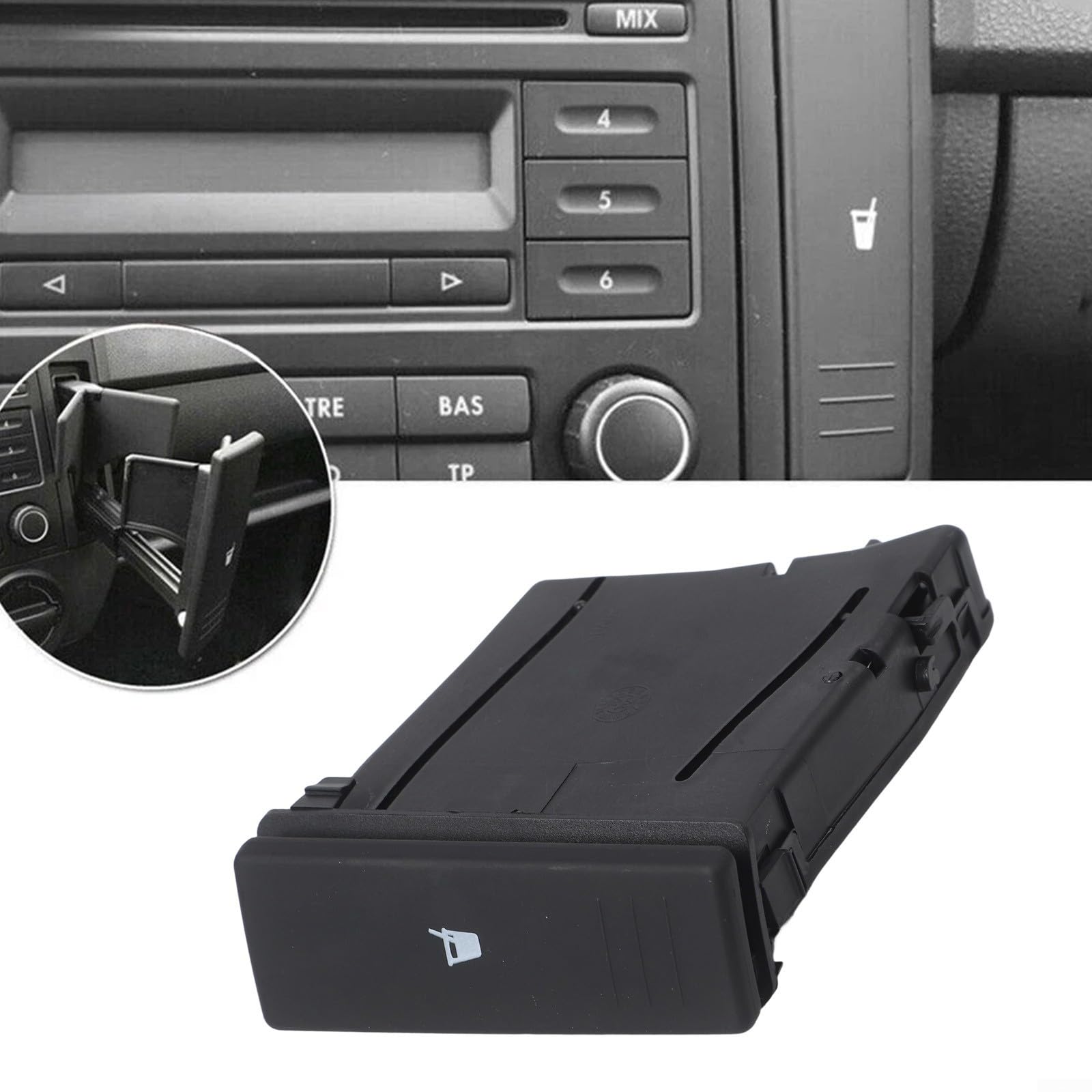 Support de Console Centrale en Plastique Noir Compatible avec Polo 9N 2002-2010, Porte-Gobelet de Tableau de Bord, Référence OEM 6Q0858602E, Accessoire de Remplacement Intérieur pour