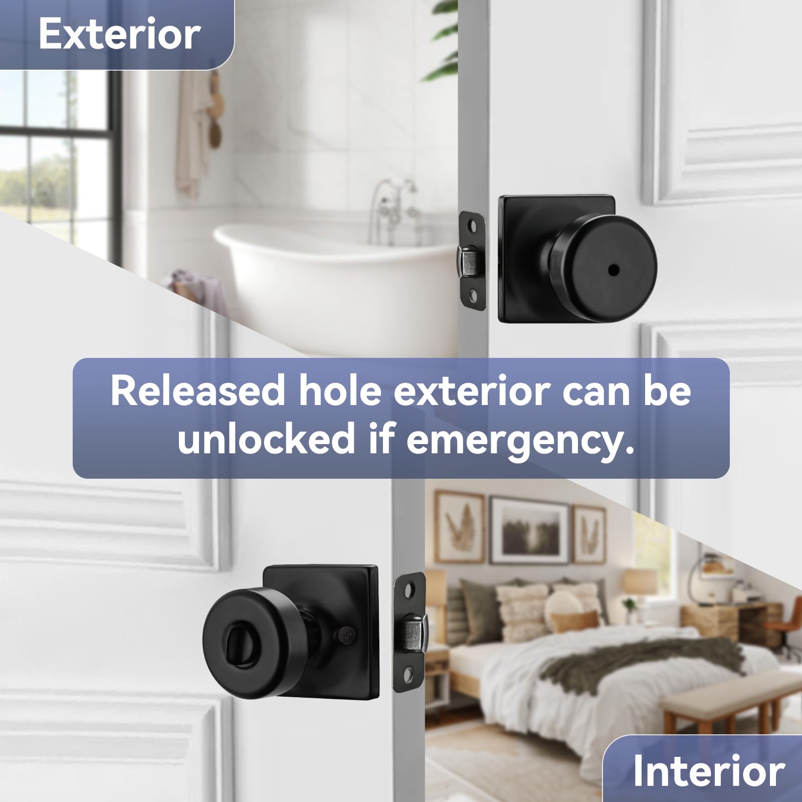 Black Door Knobs - 6 Pack Privacy Knobs -3