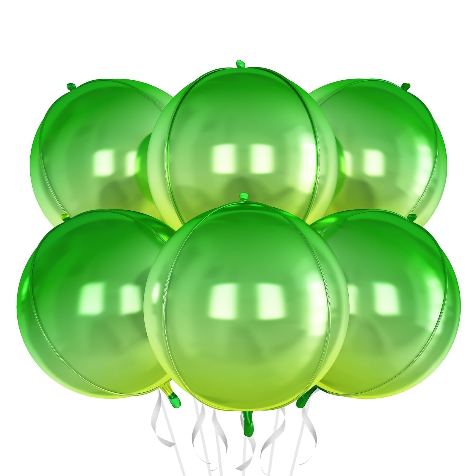 6Pcs Gradient Green Round Foil Balloons,Giant 4D Round Ball Balloon,22 Inch Green Balloons for Birthday Wedding Graduation Prom Party Decorations