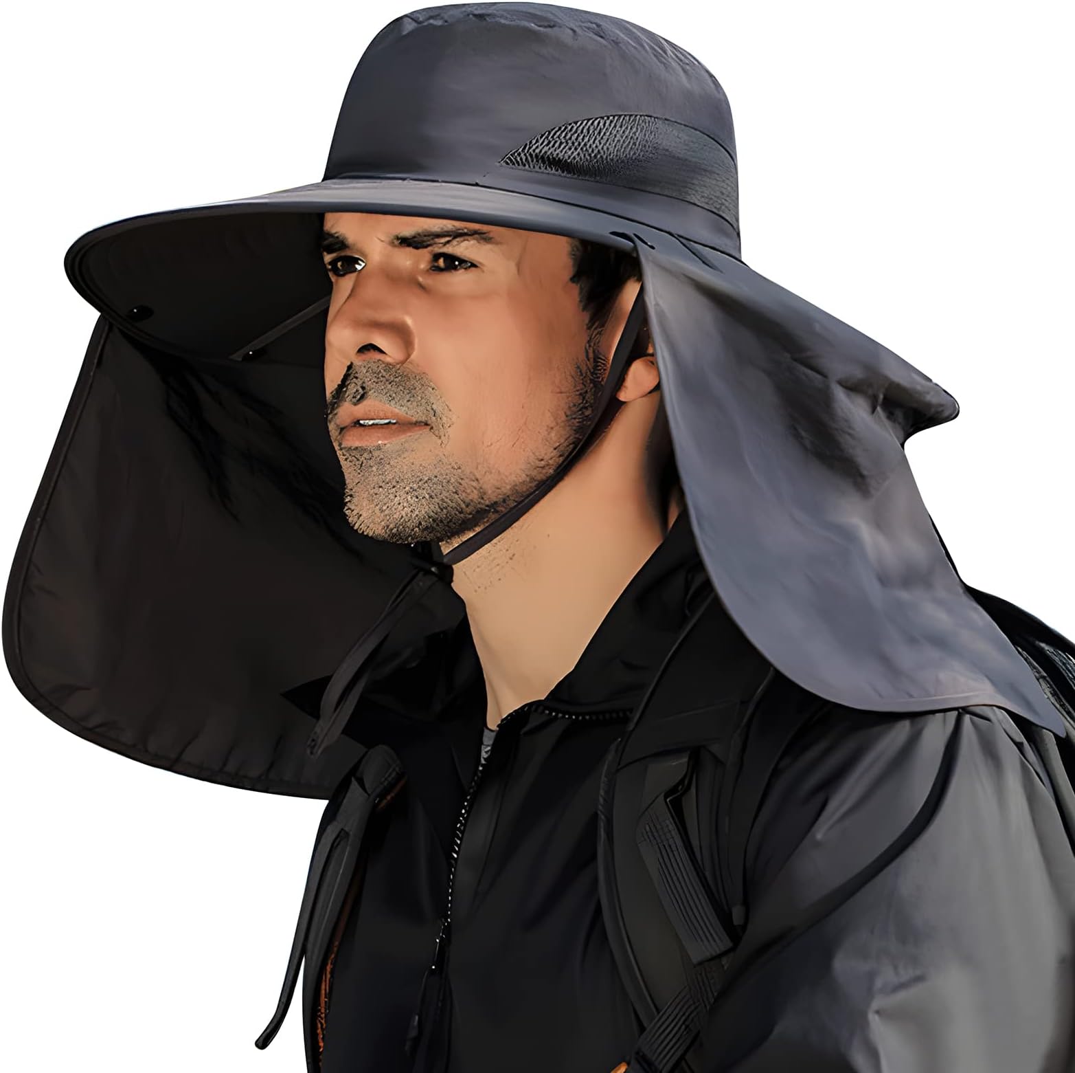 Fishing Hat for Men&Women,Outdoor UV Waterproof Wide Brim Bucket Hat,UPF50+ Sun Hat with Neck Flap