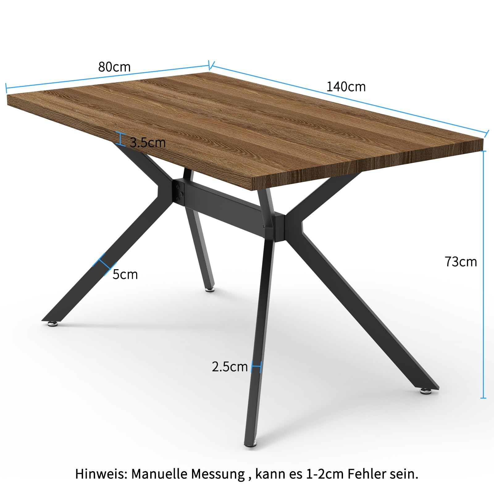 Essgruppen Esstisch mit 4 dunkelgrau Stühlen,140 x 80 x 76 cm Dunkelbraun Rechteckig Esstisch aus Holz mit Esszimmerstühle mit technisches Tuch,für Küche Esszimmer und Wohnzimmer