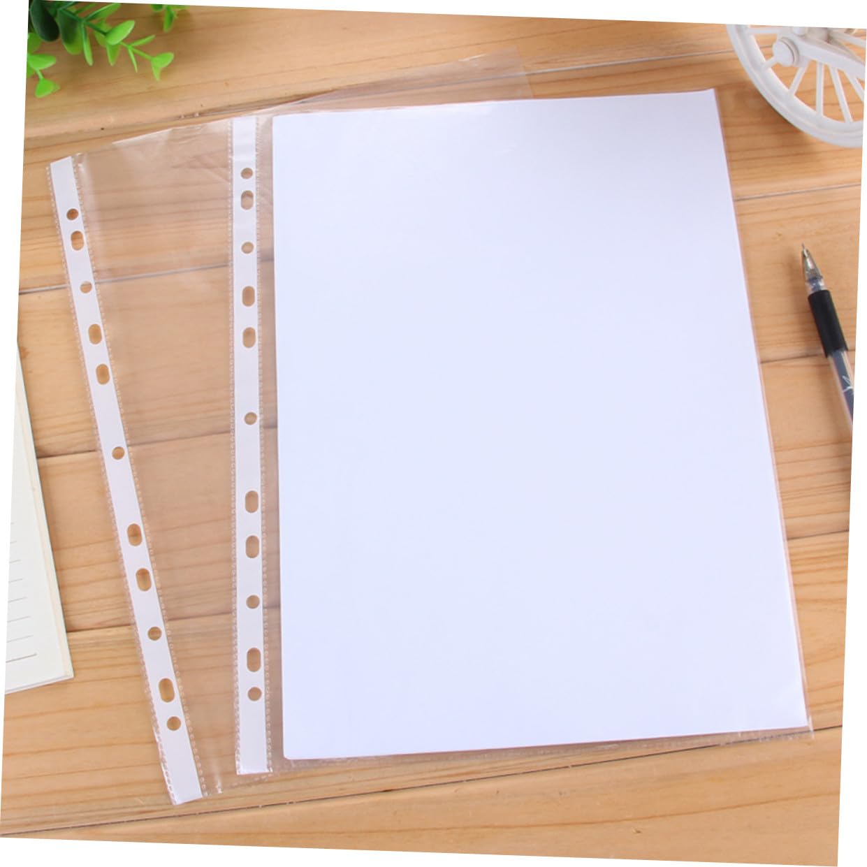 SHINEOFI Chemise Rangement Document A4 en Pp, Lot de 100 Pochettes 11 Trous, Légères et Résistantes à L’huile, pour Classer Vos Papiers au Bureau