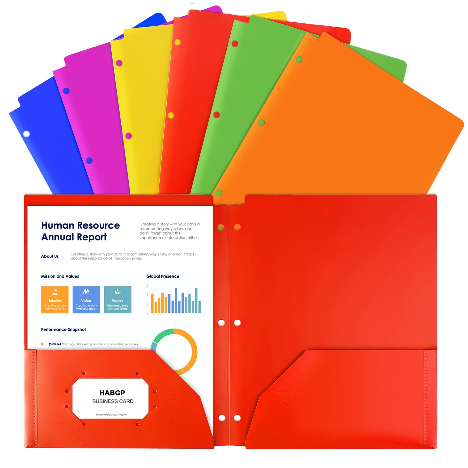 Plastic Folders with Pocket, 6 Assorted Color, 3 Hole Punched Binder Folder | Heavy Duty,…
