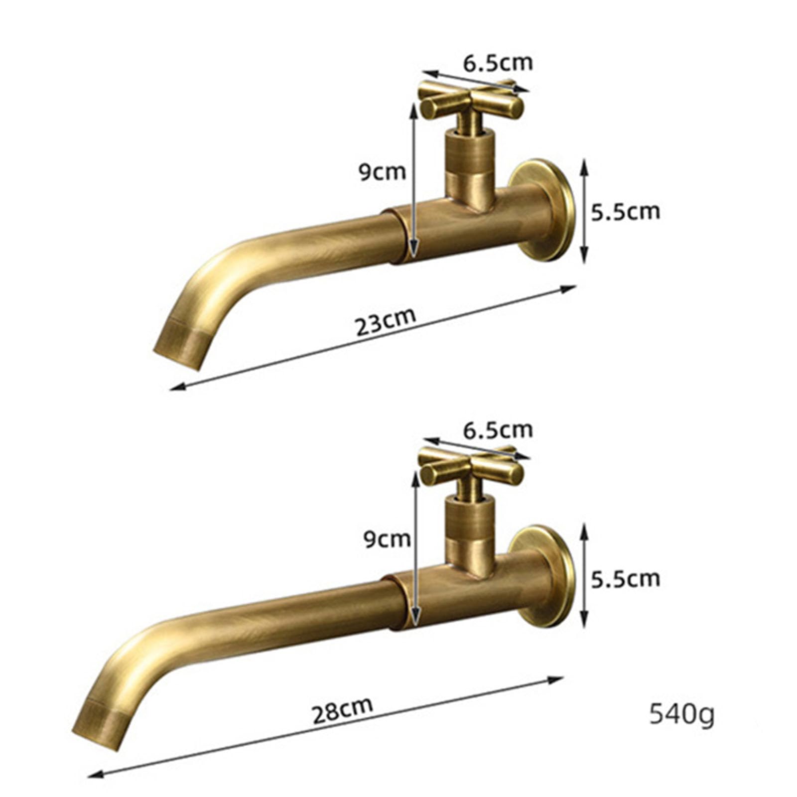Grifos para Lavabos de Baño Antiguo Grifo de Fregadero de Latón Grifo de Lavabo Agua Fria de Pared Grifo Cocina Fregadero Caño Largo Grifo Giratorio,Color Antiguo,23Cm
