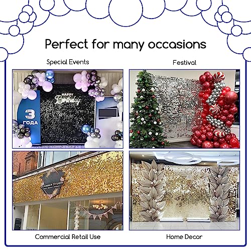 Image of COKAOBE Silver Shimmer Wall Backdrop, 24PCS Square Sequin Shimmer Backdrop Panel, Photo Backdrops for Birthday, Anniversary, Wedding, Graduation & Bachelorette Party Decoration