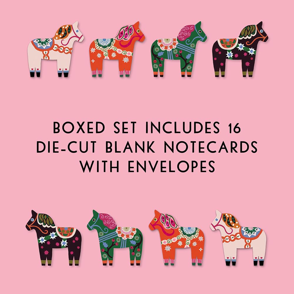 Dala Horse Notes: 16 Flat Cards and 16 Envelopes