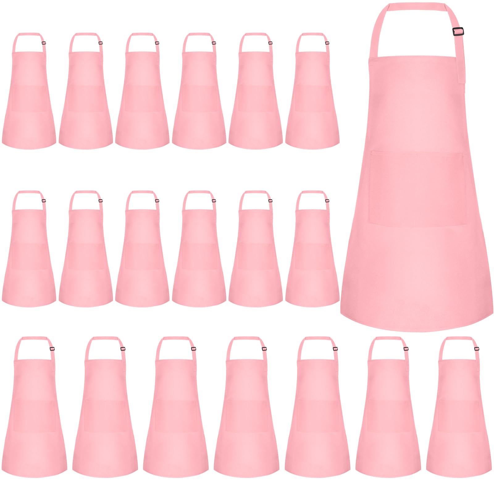 NACHLYNN 20 Pieces Kids Apron Adjustable Toddler Apron with 2 Pockets Kids Painting Aprons for Kids Painting Cooking Baking Crafts Activity (Pink)
