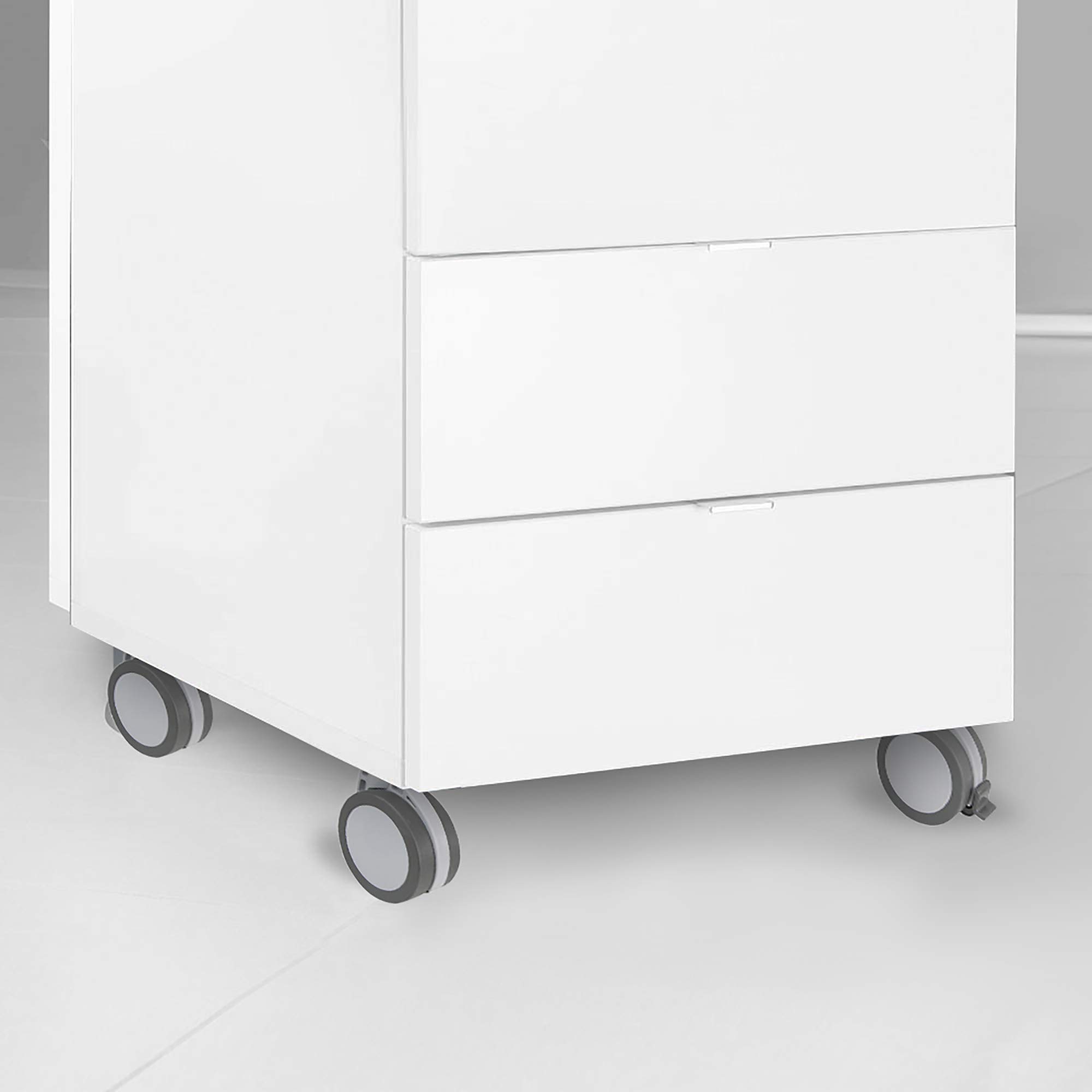Emuca - Ruedas pivotantes para mueble - 80mm con placa de montaje y rodamiento de bolas, Gris, Set de 4 Piezas (2 con freno y 2 sin freno)
