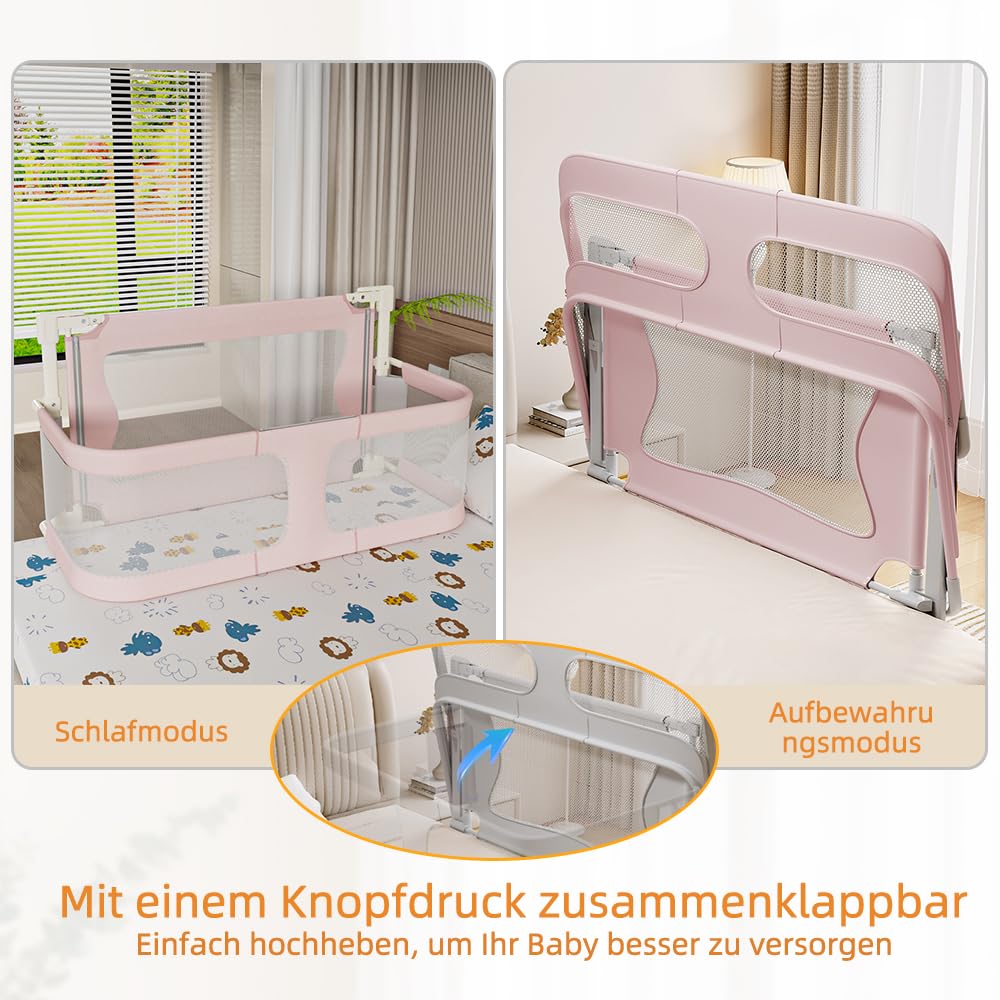 homewell Safety 1st przenośna szyna do łóżka, składana barierka do łóżeczka dziecięcego, ogrodzenie bezpieczeństwa dla dzieci, tkanina siatkowa, łatwa w instalacji, samoblokująca, łatwa do