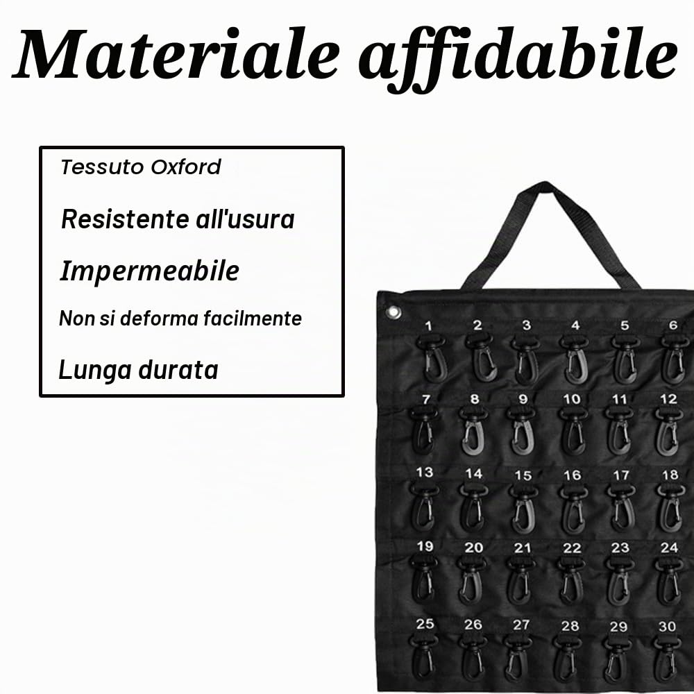 Custodia per chiavi arrotolabile, portatile, con 30/40/50 posizioni chiave, per auto, vendite, immobiliare, gestione alberghiera, Nero , 50 Hooks (Positions), moderno