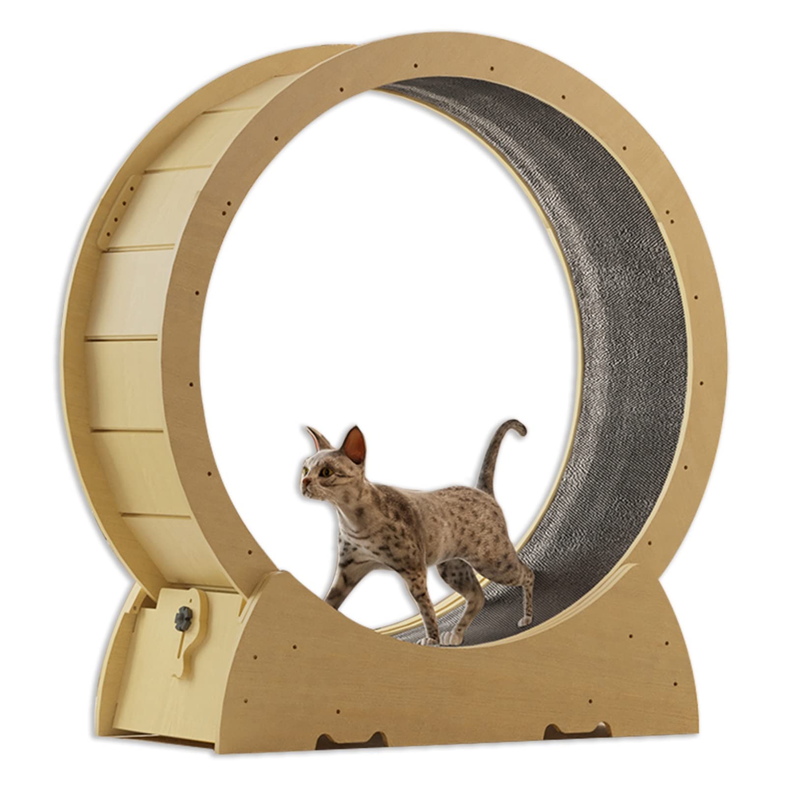 cat wheel Cinta de Correr Cat Fitness para El Exceso de Energía, Rueda Estupenda del Ejercicio del Gato del Rodamiento de Carga, Rueca Que Admite Mascotas, Rueda de Hamster de Madera para Gatos ( Size