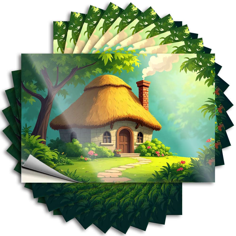 Fzfn Colour A Cozy Cottage Surrounded By Lush Greenery. Bumper Punk - Outside Fall Decor Decals Self Adhesive Sticker(12X18cm)