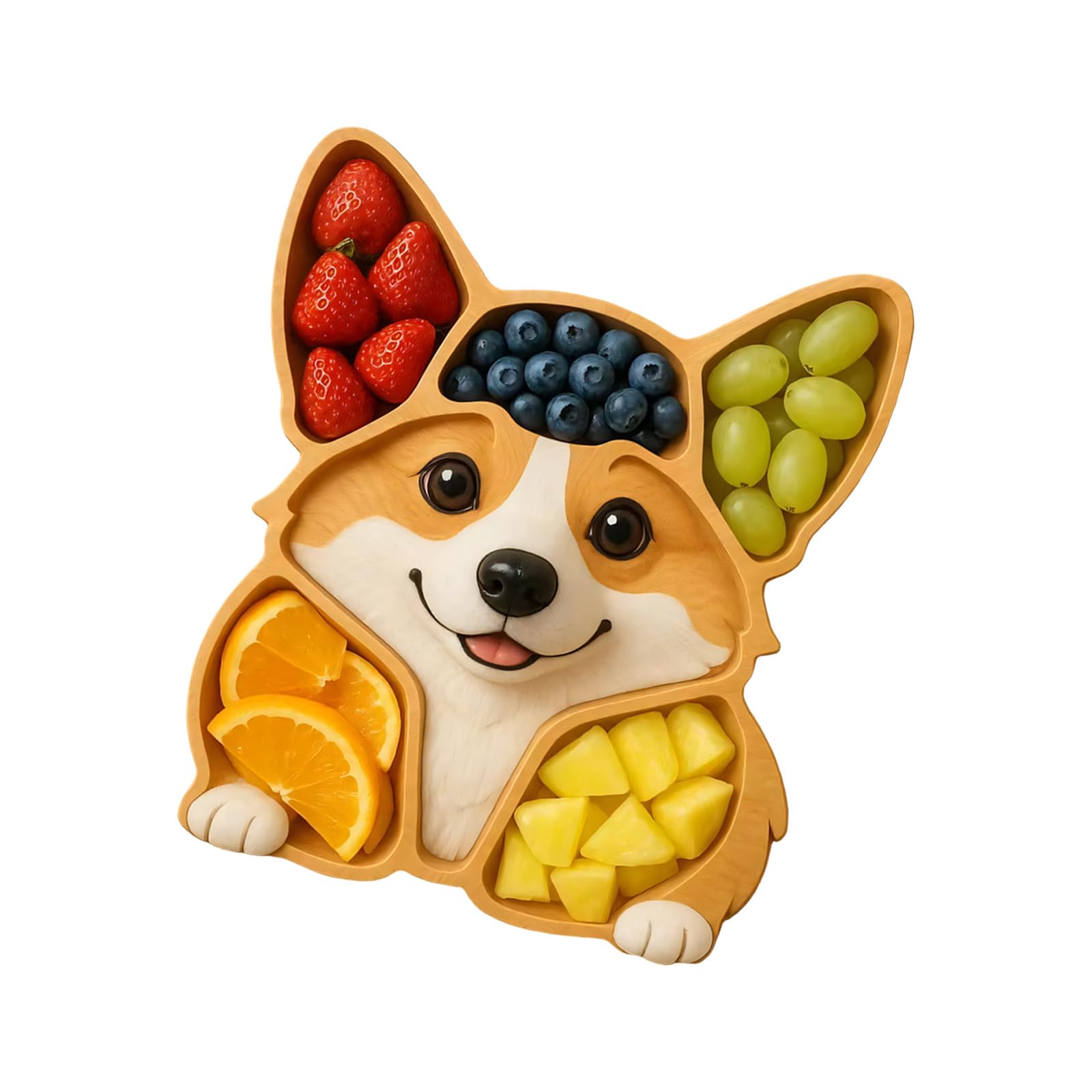 NVOQILIN Handcrafted Wooden Tray Dog Head Shaped Design Serving for Cheese Fruits and Appetizers Fruit Platter Serving Tray Wooden