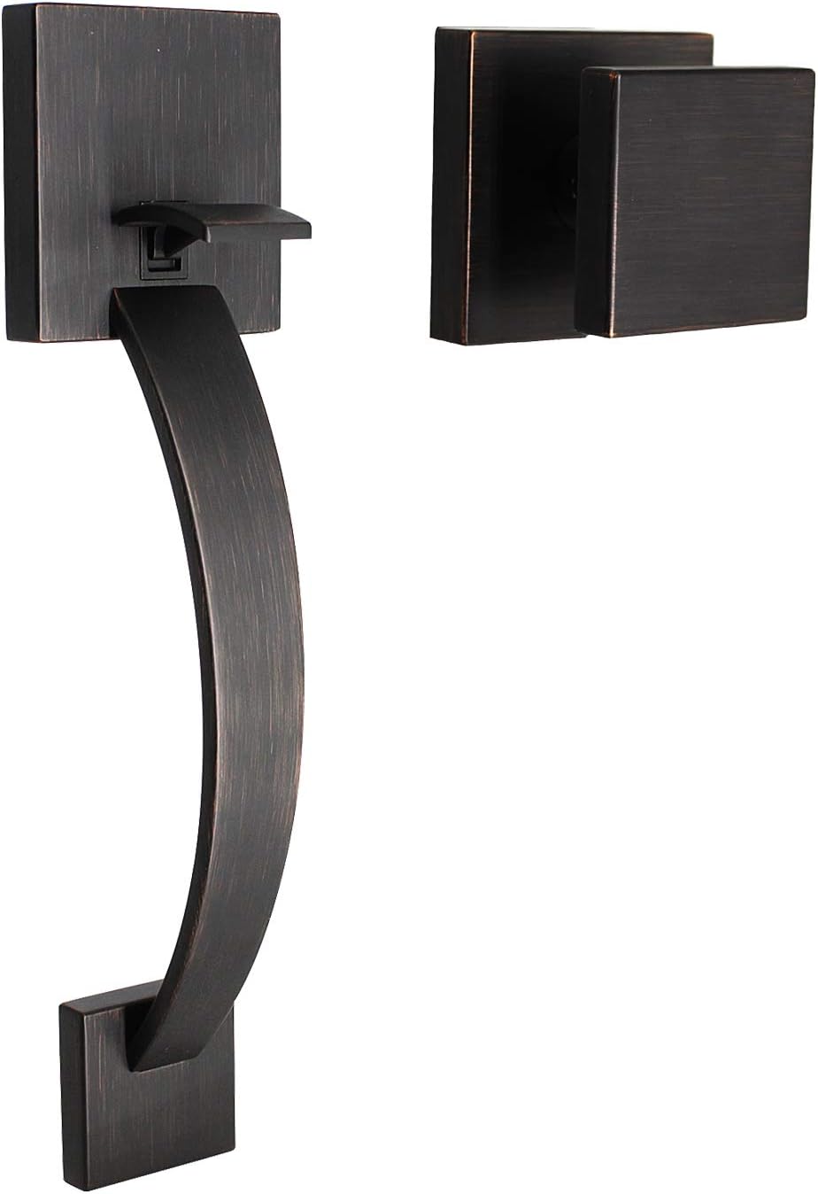 Single Cylinder Handle Set with Square Knob Door Handle Reversible for