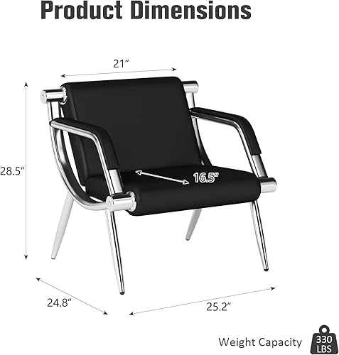 Miniatura 2 de Comfortable Single Reception Chairs, Waiting Room Bench, PU Leather Lobby Reception Chairs with Armrests for Bank, Office, Airport & Business