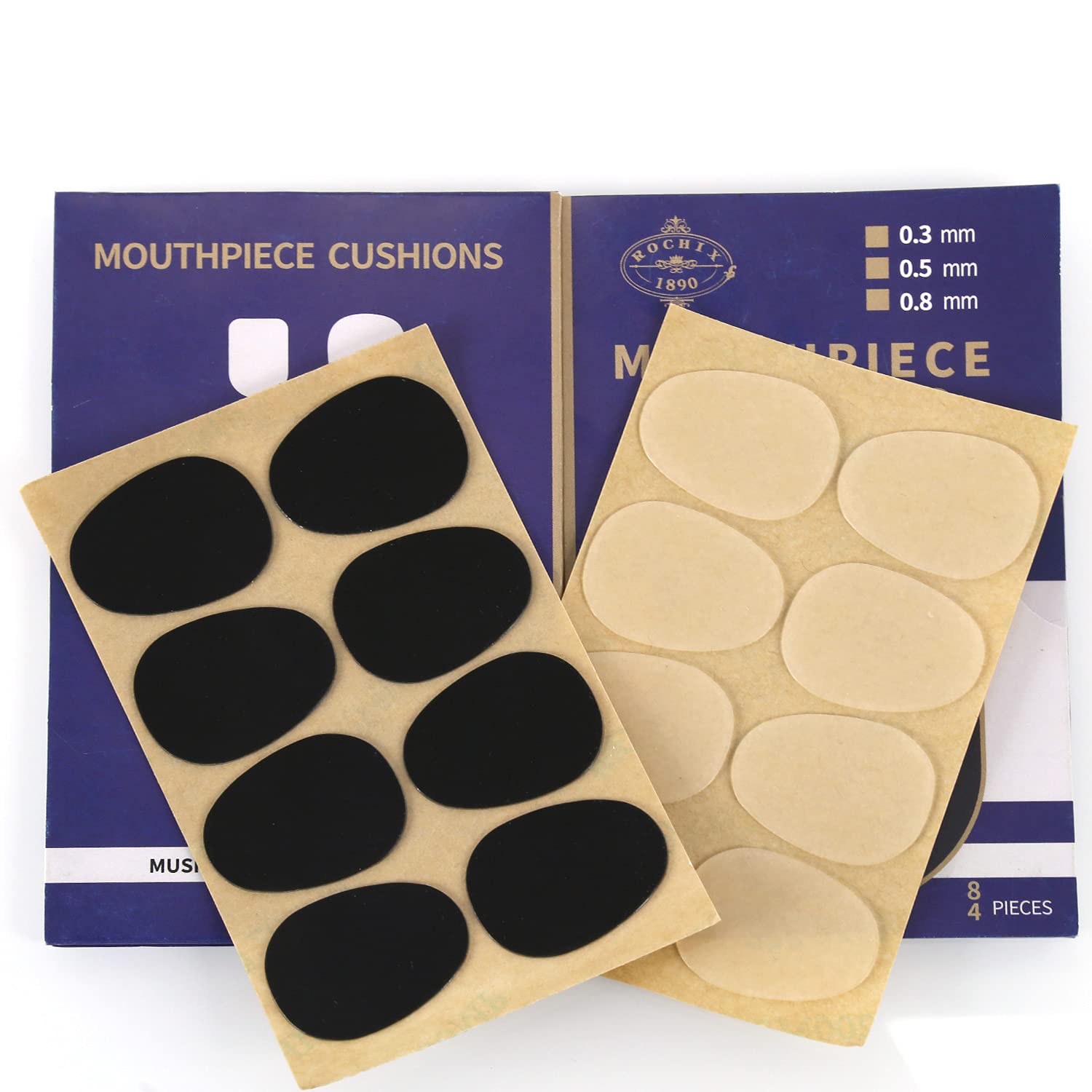 Alto/Tenor Saxophone Sax Mouthpiece Cushions Patches Pads,0.8mm Black & White (16 pcs)