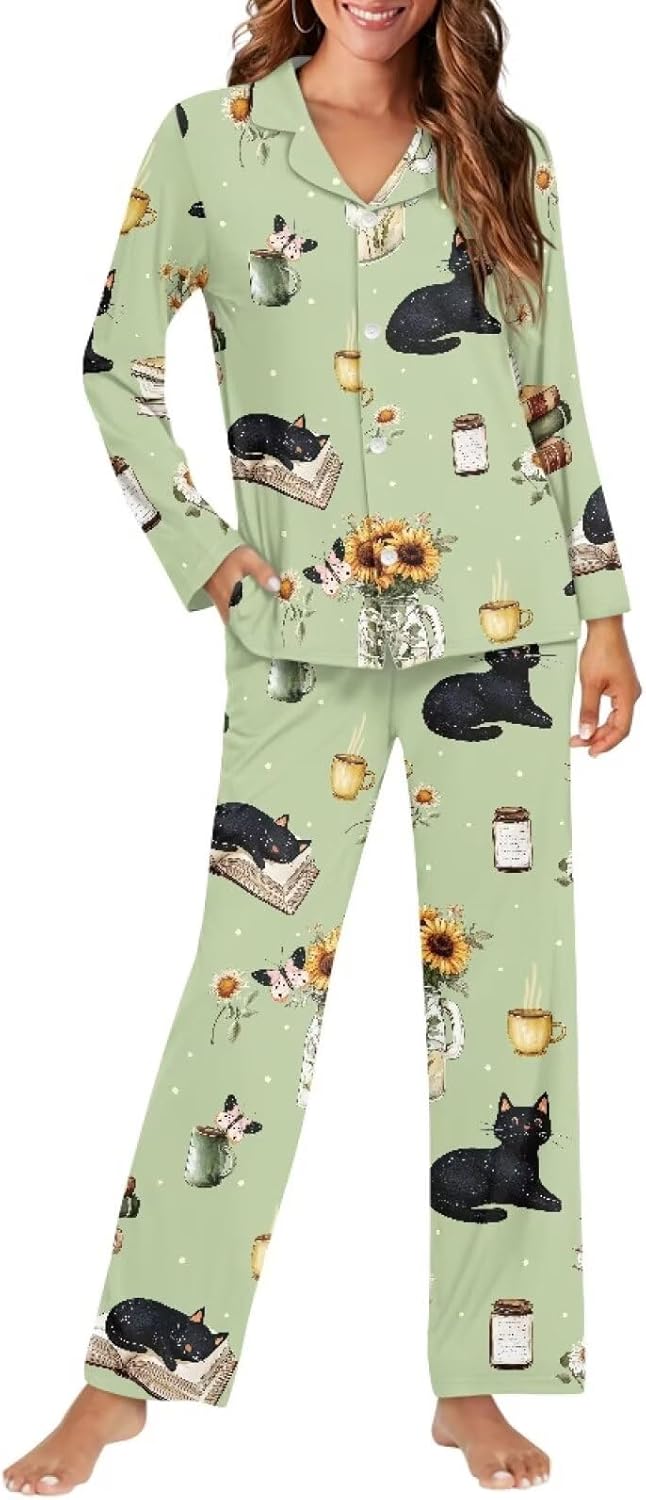 Pajama Sets for Women 2 Piece Womens Pjs Set Button Up Tops and Pants Size XS-4XL Sleepwear - Image 2