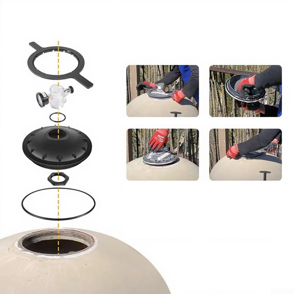 Kit di ricambio nero con chiusura filettata, con valvola di sicurezza dell'aria e misuratore Psi per Triton Ii Tr100 Tr140 C-3 Commercial Pool Spa Sistemi di filtraggio a sabbia Sostituzione del pezzo