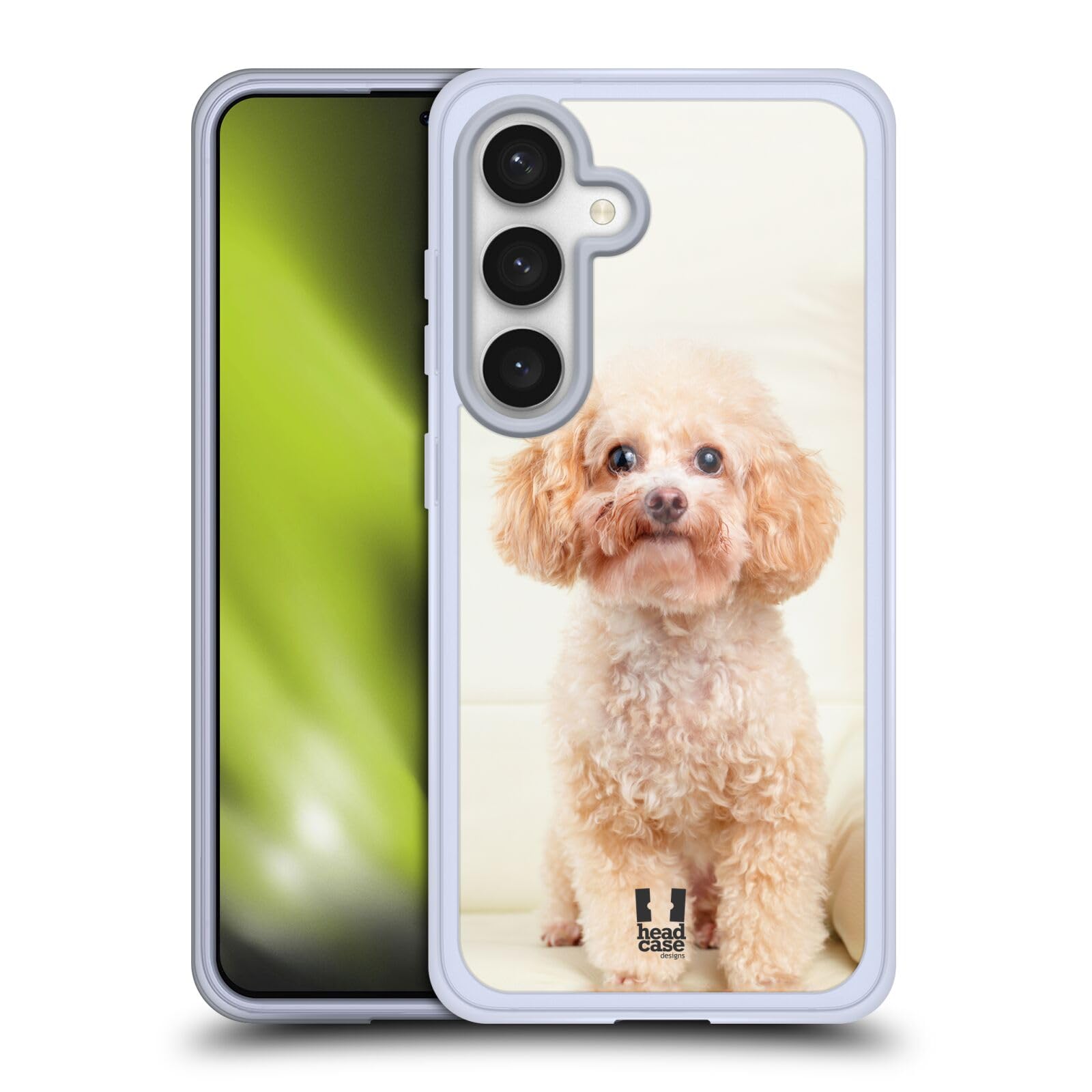 Head Case Designs Sitting White Poodle Popular Dog Breeds Gel Case [Military Grade Protection] Compatible with Samsung Galaxy S24 5G and Compatible