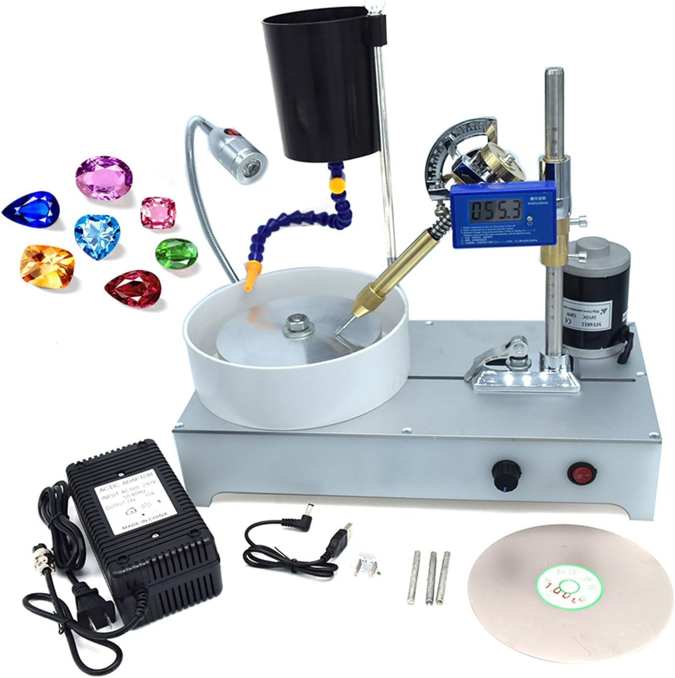 SUZLAZYR 宝石ファセット加工機 - 120W 2800rpm宝石研削研磨機フラットグラインダー宝石研磨ファセット加工マニピュ
