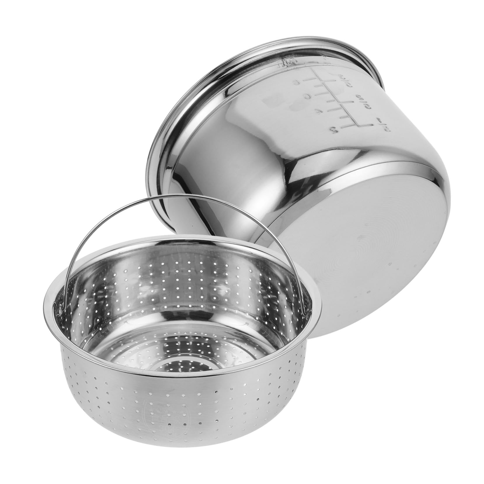 Cuve Intérieure Inox Pour Cuiseur À Riz Électrique Panier Vapeur Avec Panier D’Égouttage Séparation Riz Et Soupe Remplacement Pour Cuiseur À 8.46 X 5.12 in