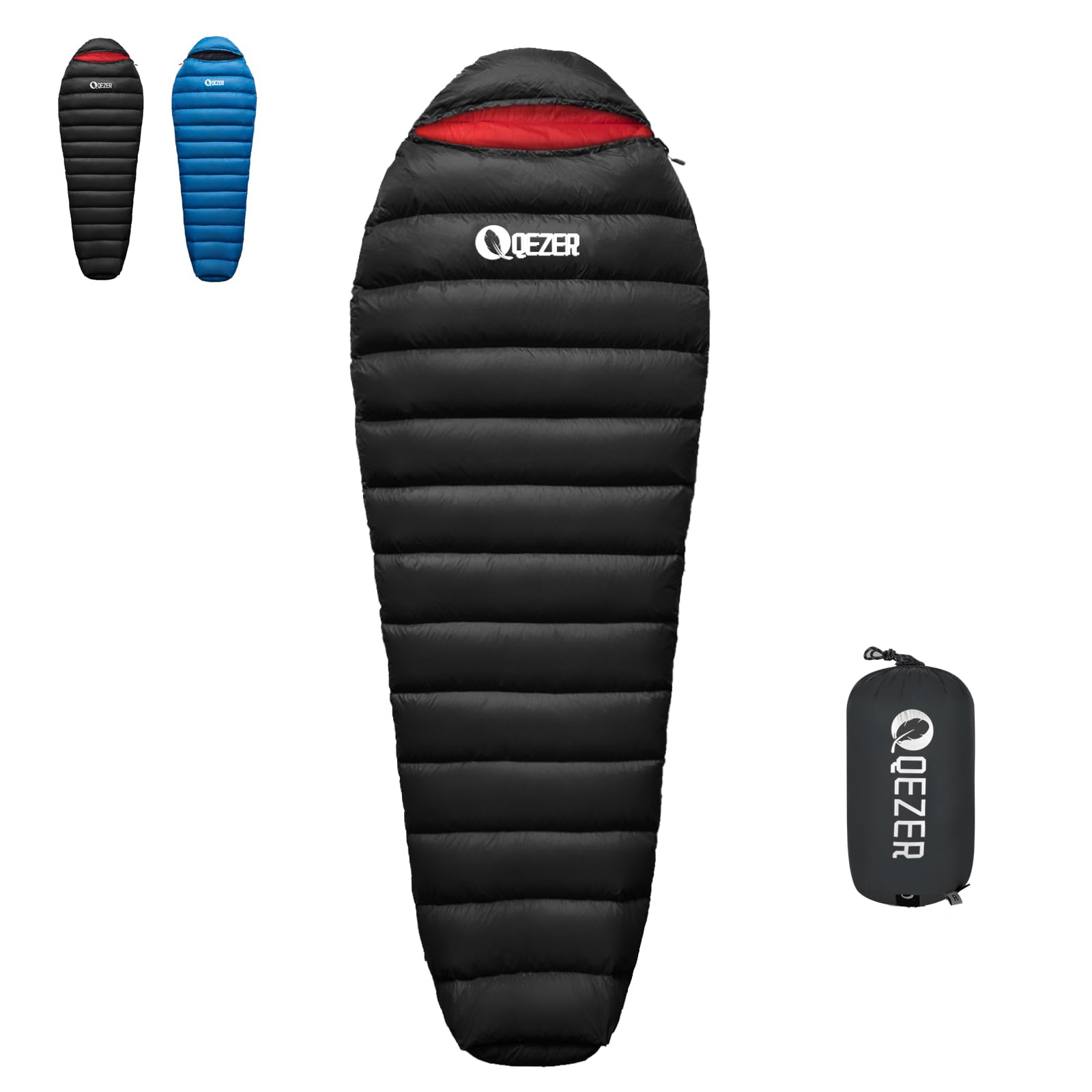 Daunenschlafsack, Winterschlafsack, gefüllt mit 650er Entendaunen. RDS-Zertifiziert. Geeignet für Temperaturen von 8 °C bis -30 °C, ideal zum Campen und Bergsteigen.