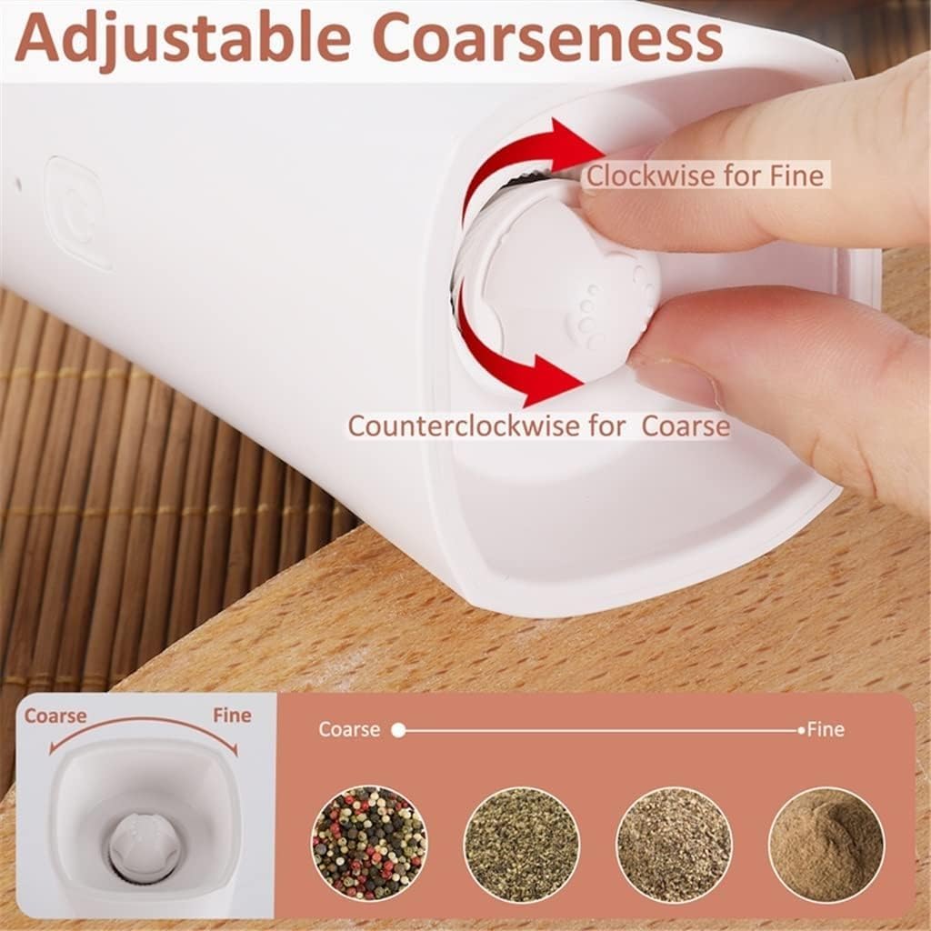 Electric Pepper Grinder Spice Mill Automatic Salt and Pepper Shaker Coffee Grinder with LED Light Set Adjustable Ceramic