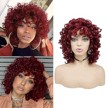 afro wig red
