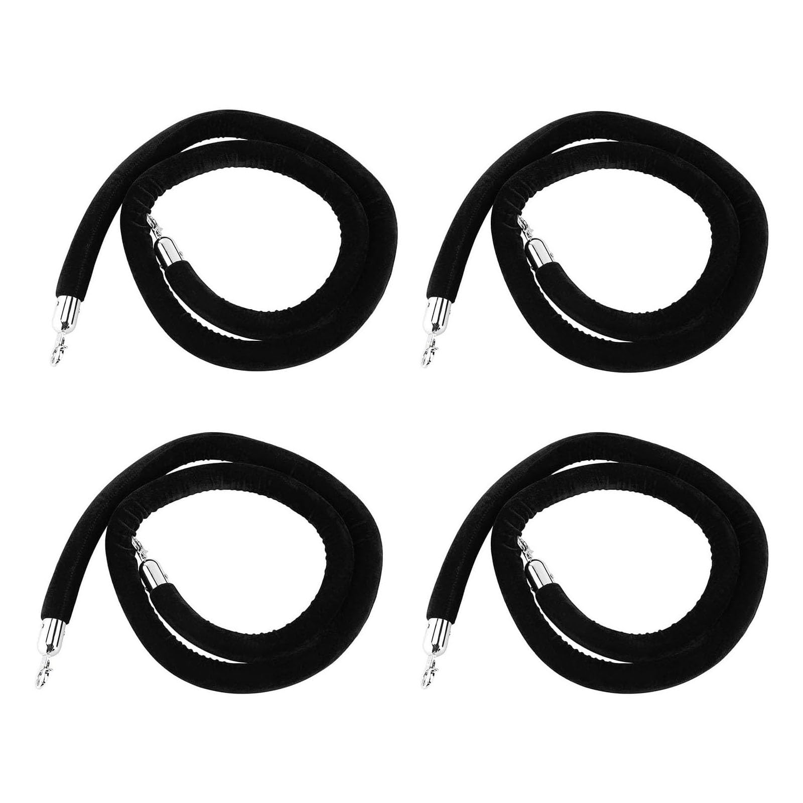 GLDYTVF ty Velvet Crowd Control Barriers with Silver Hooks4 Pack Black Queue Line Ropes 9ft/275cm Durable Stanchions for Events Commercial Use and Crowd Management