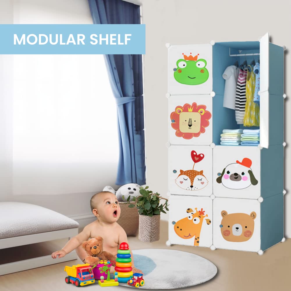 Armoire Modulaire pour Enfants, Étagère Modulaire, Armoire pour Enfants, Organisateur Modulaire, Étagère de Rangement pour la Maison, 8 Modules, 140x70 cm