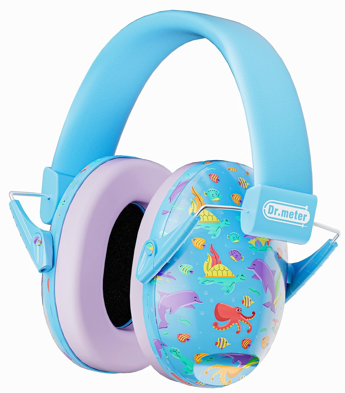 Dr.meter Ear Defenders Children, Kids Ear Defenders SNR 27.4dB Noise Cancelling Headphones for Kids Autism Sensory, Adjustable Headband, Hearing Protection for Fireworks Monster Truck Ocean Blue — image 1