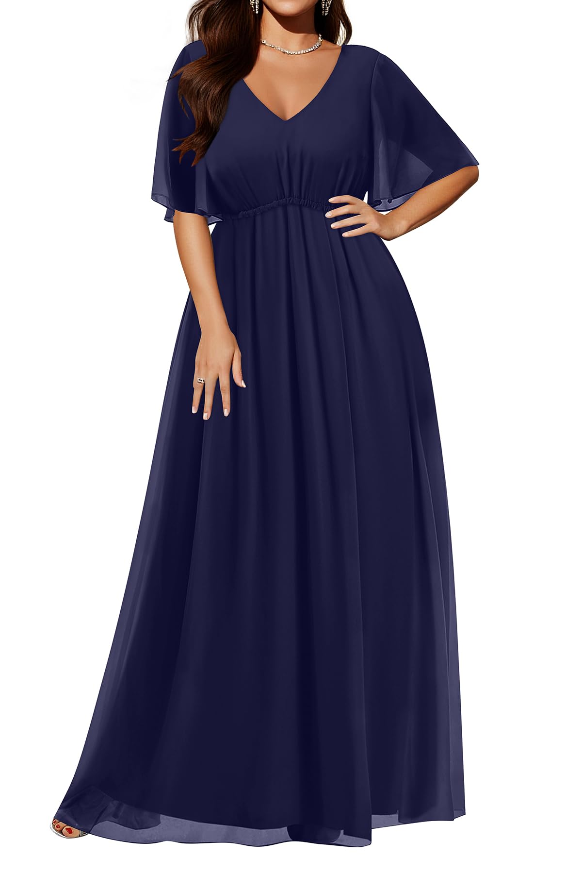 Pinup Fashion Women Bridesmaid Dresses for Wedding Guest Plus Size - Formal Chiffon Long Maxi Dress