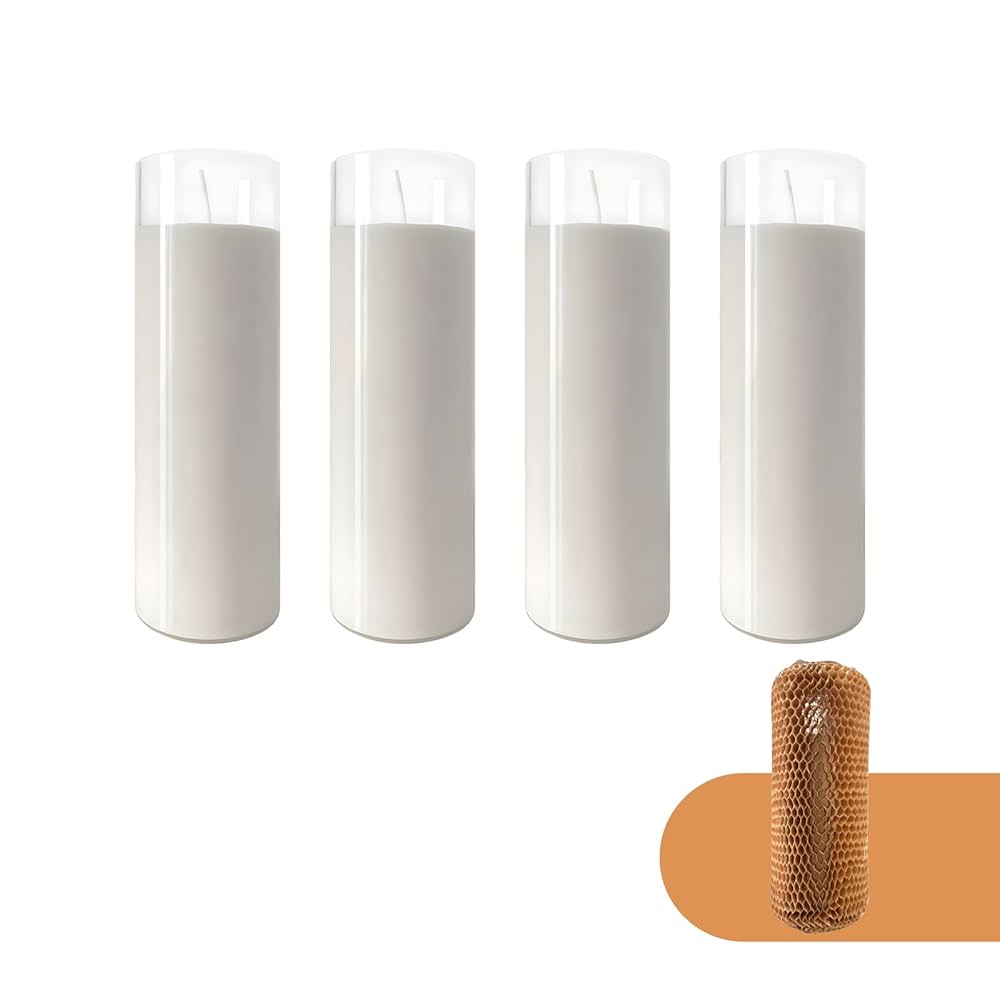 Amazon.co.jp: 高さ7インチの無香キャンドル4本セット、7日間