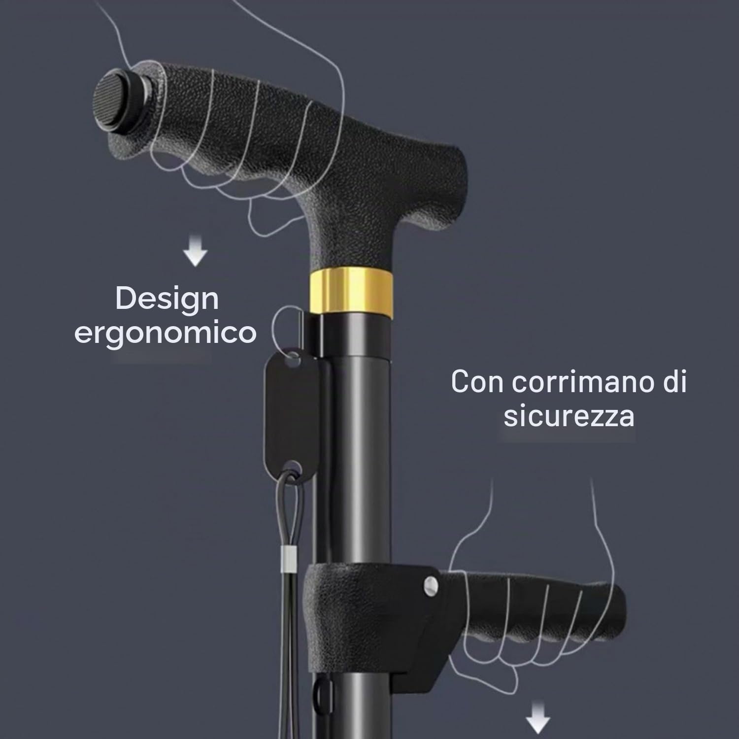 Cane Con Luce a Led Per Gli Anziani,Canna Da Passeggio Con Manico Ergonomico Sempre e Una Graziosa Base a 4 Punte Per Ulteriore Stabilità,10 Livelli Di Regolazione Dell'Altezza Da 72 a 94 Cm,Unisex