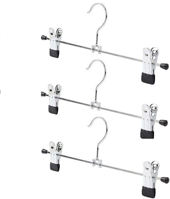 Trouser Hangers Metal Grip Pant Hangers Heavy Duty Durable Space Saving Metal Skirt Hangers With Non Slip Adjustable Clips And Swivel Hook For Slacks Pants Jeans And Bottoms(3)