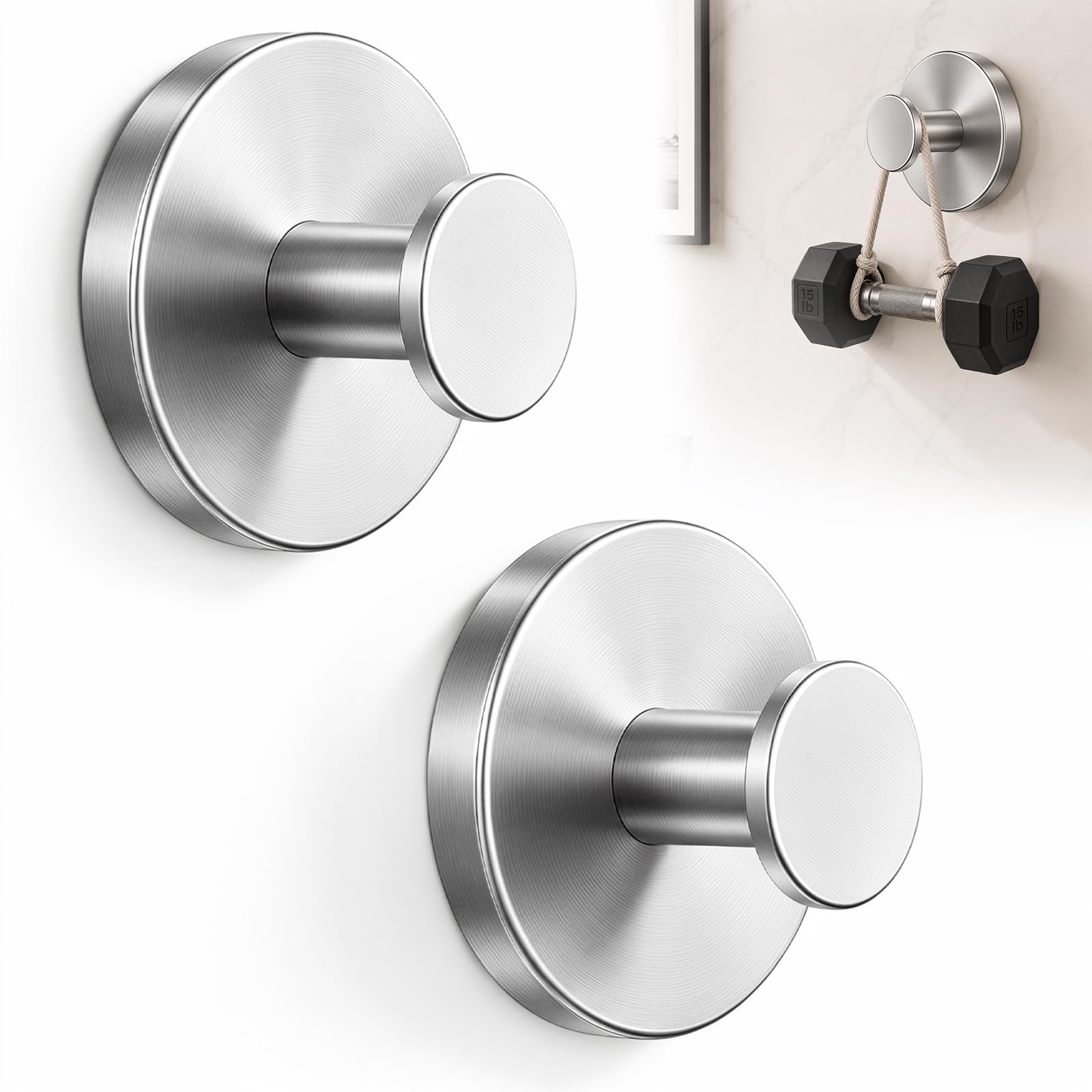 Photo 1 of CMZVZDM Suction Cup Hooks - 2 Pack, Silver Tone